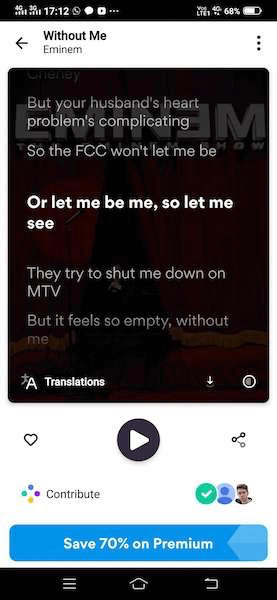 Spotify app display lyrics on computer